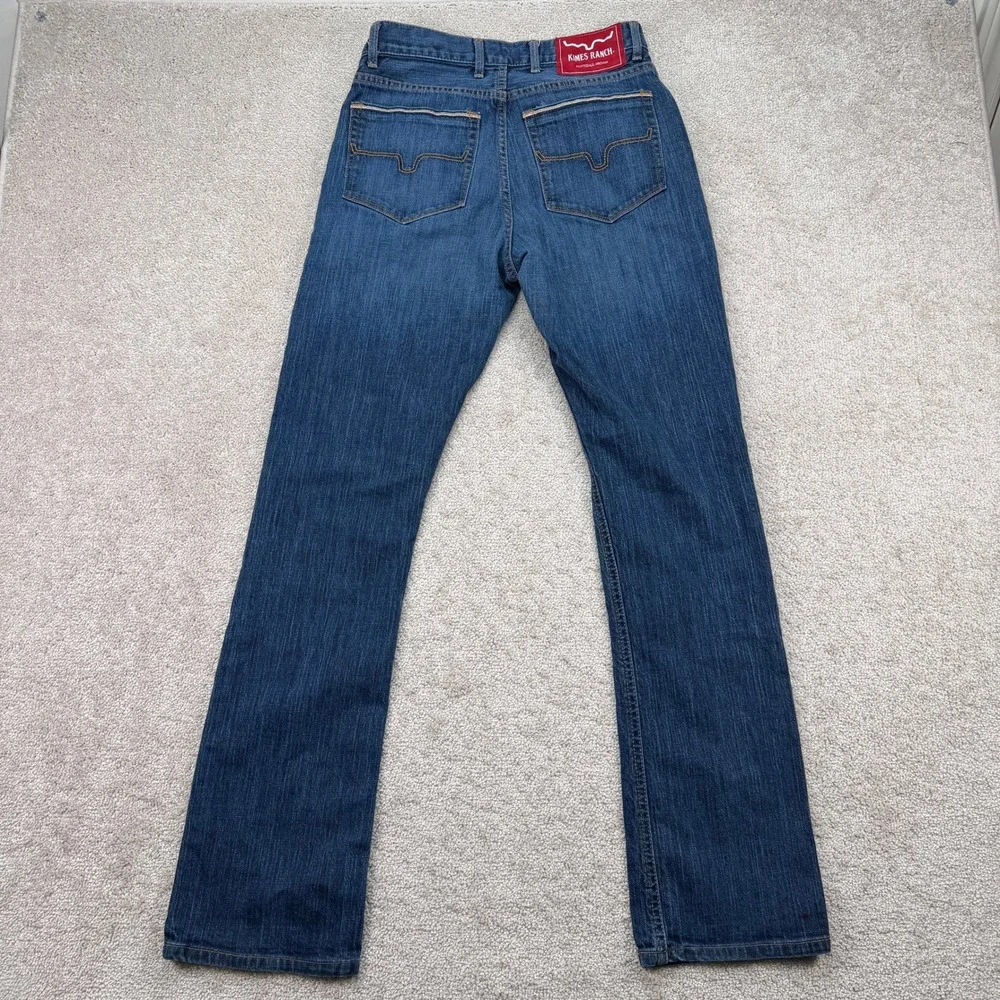 Kimes Ranch Mens 31x32 (Fit 30x33) Roger Jeans Blue Straight Leg Made USA Denim
